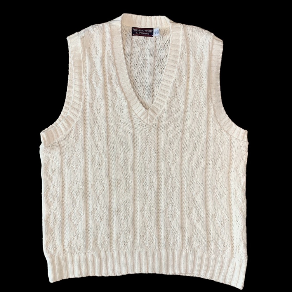 Vintage Oversized Knitted V-Neck Vest Size L
